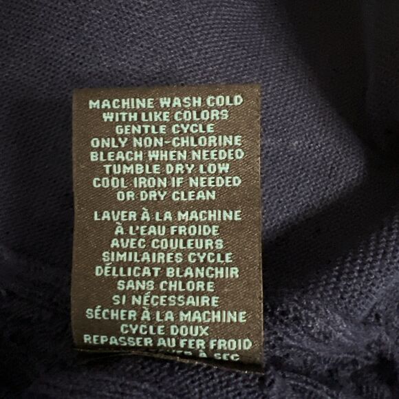 Faith & Zoe Cardigan Sweater Womens Medium Navy Blue Mesh Long Sleeve Open - Picture 9 of 12